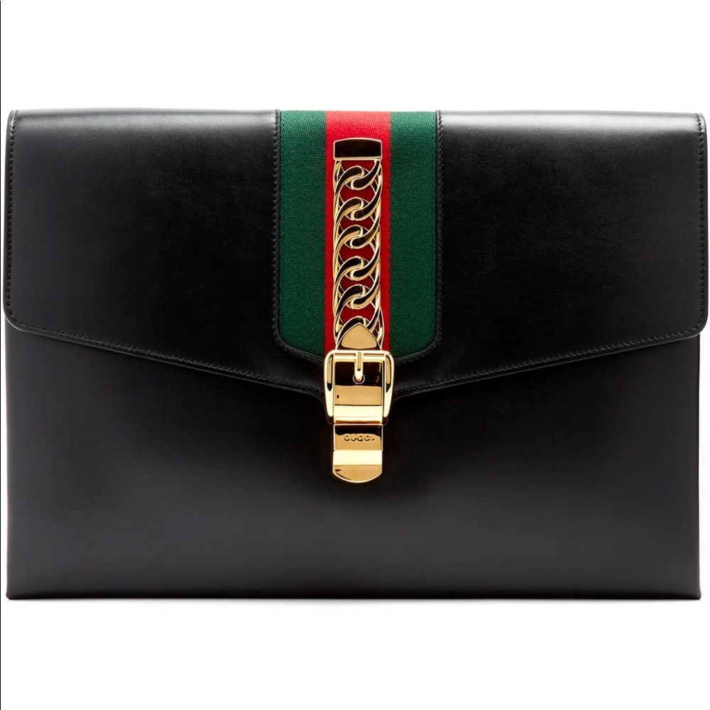 Gucci Black Sylvie Clutch Envelope Bag